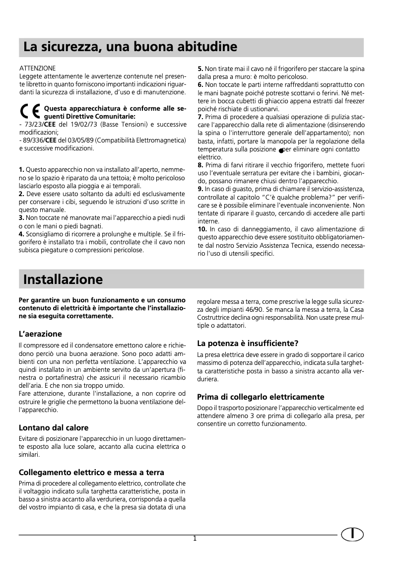 Page 1 de la notice Manuel utilisateur Indesit GSE 160 c