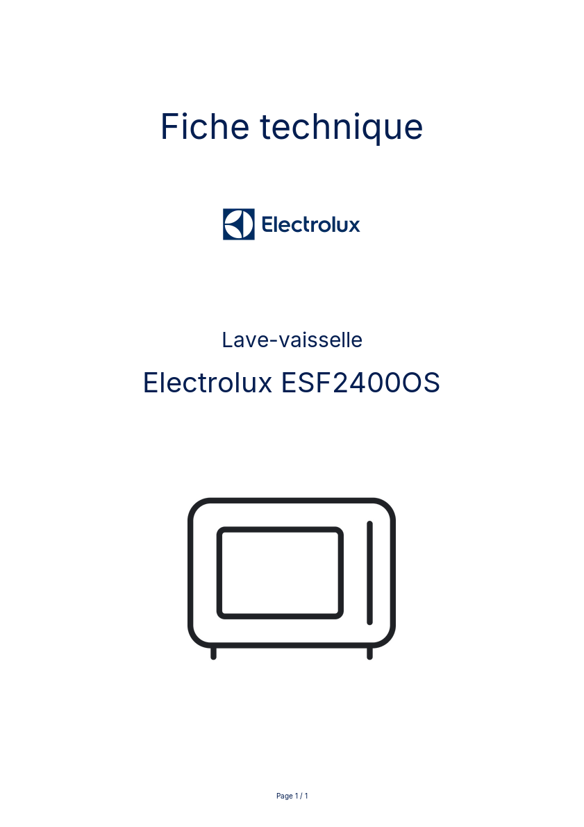 Image de la première page du manuel de l'appareil ESF2400OS