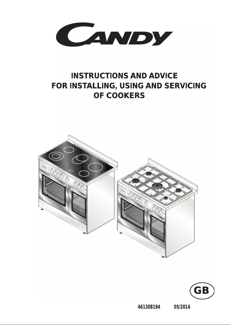 Page 1 de la notice Manuel utilisateur Candy CCG9D52PX