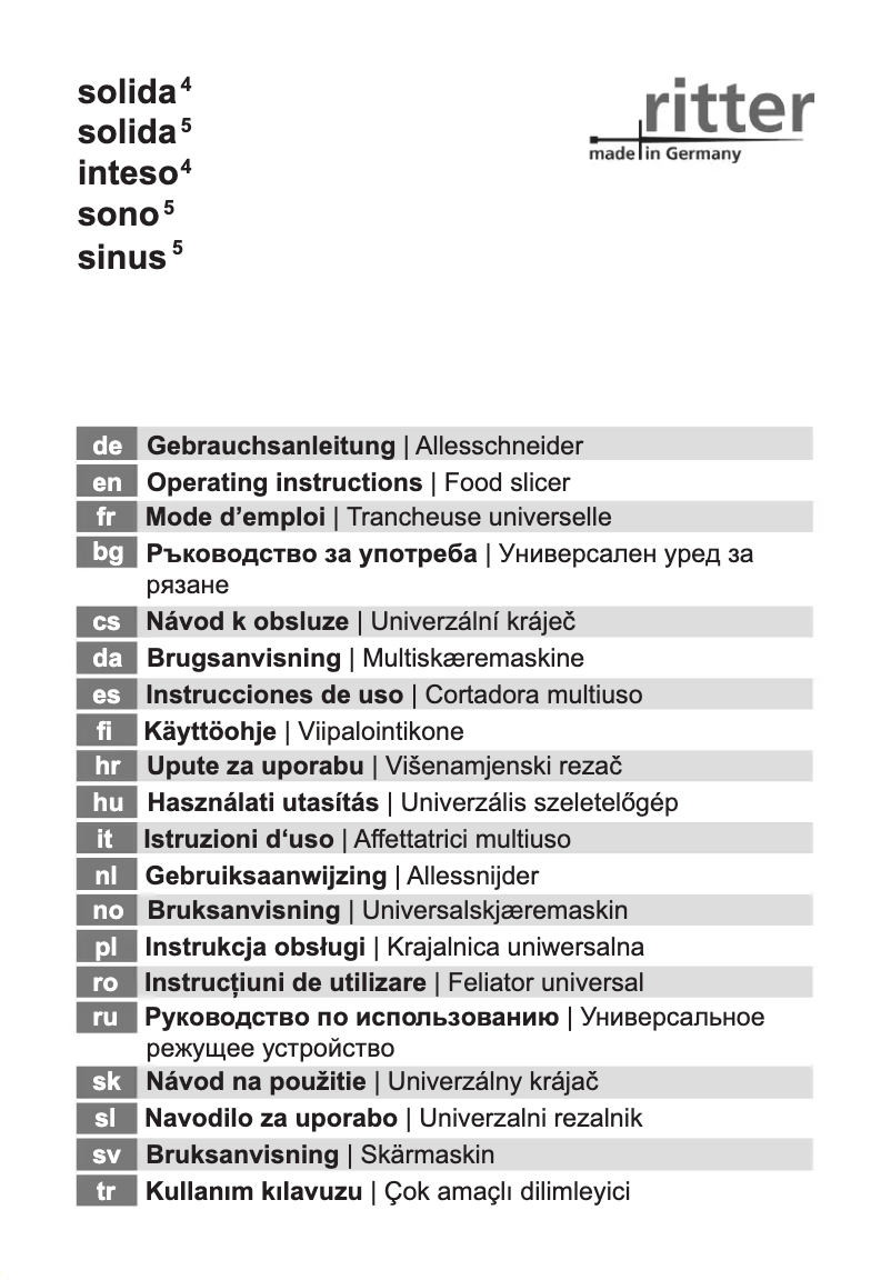 Page 1 de la notice Manuel utilisateur Ritter inteso4