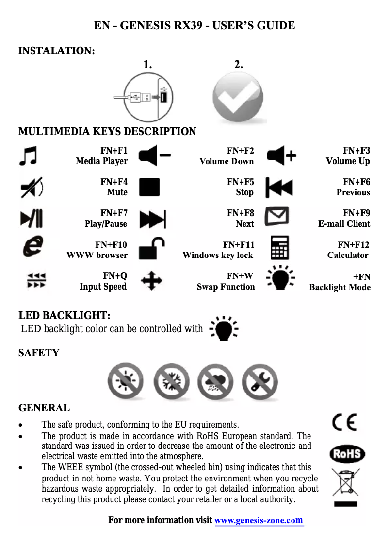 Image de la première page du manuel de l'appareil RX39
