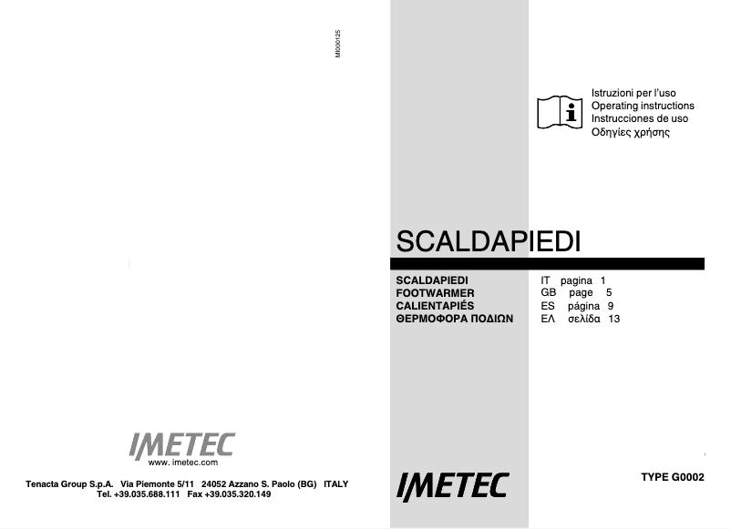 Page n°1 - Manuel utilisateur Imetec FW-01 Intellisense