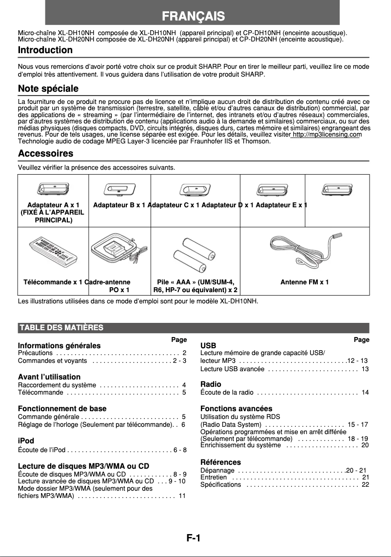 Image de la première page du manuel de l'appareil XL-DH20NH