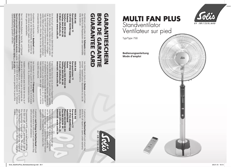 Image de la première page du manuel de l'appareil Multi Fan Plus