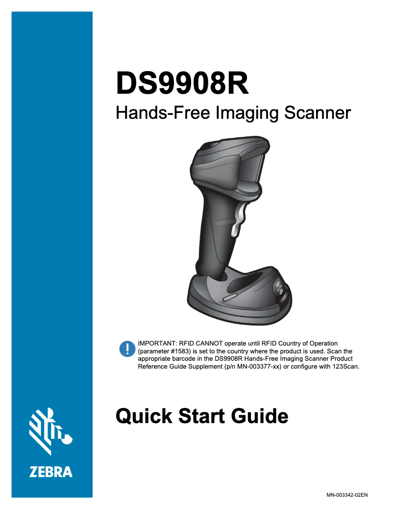 Page n°1 - Manuel utilisateur Zebra DS9908R