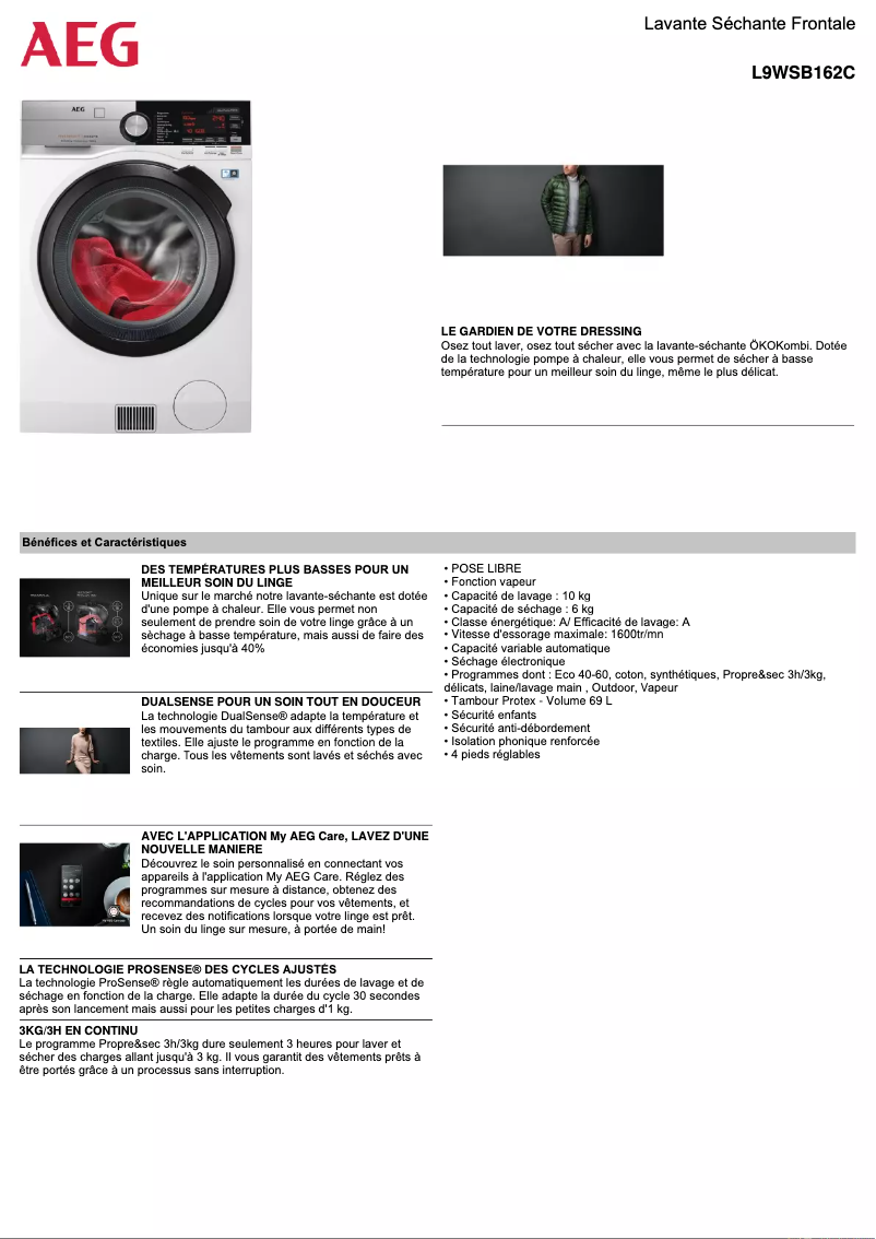 Image de la première page du manuel de l'appareil L9WSB162C