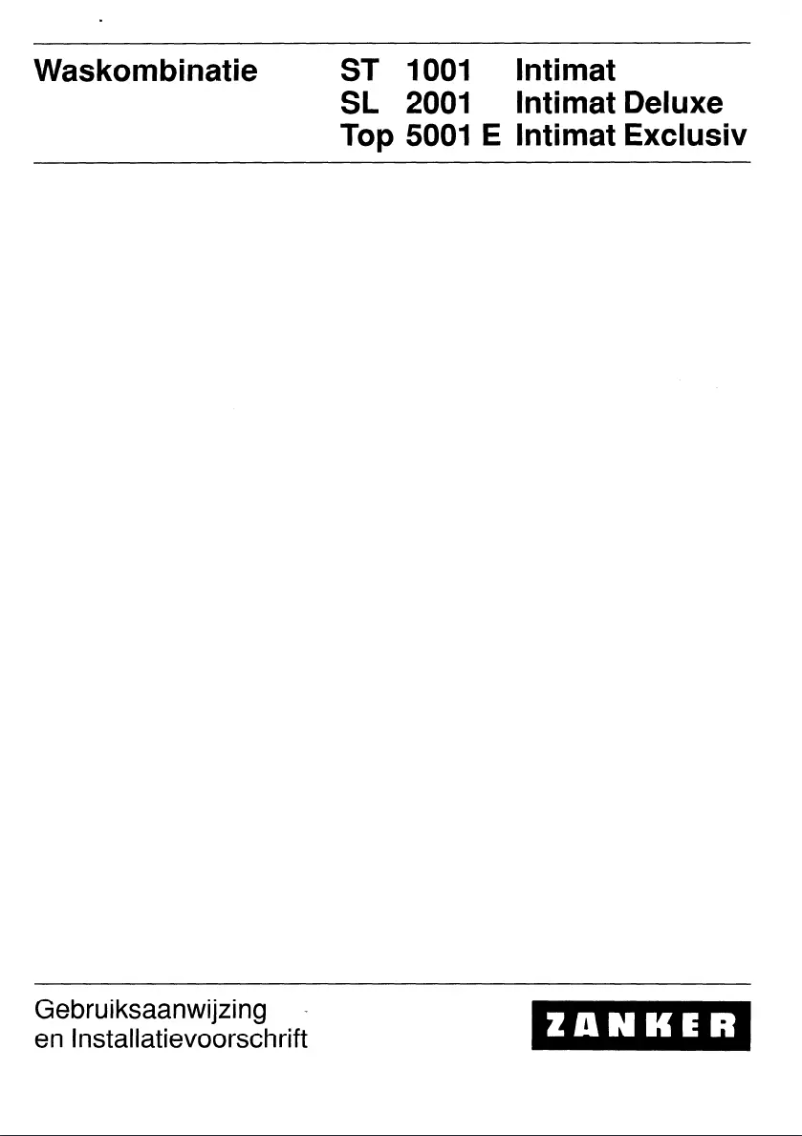 Page 1 de la notice Manuel utilisateur Zanker SL 2001 INTIMAT
