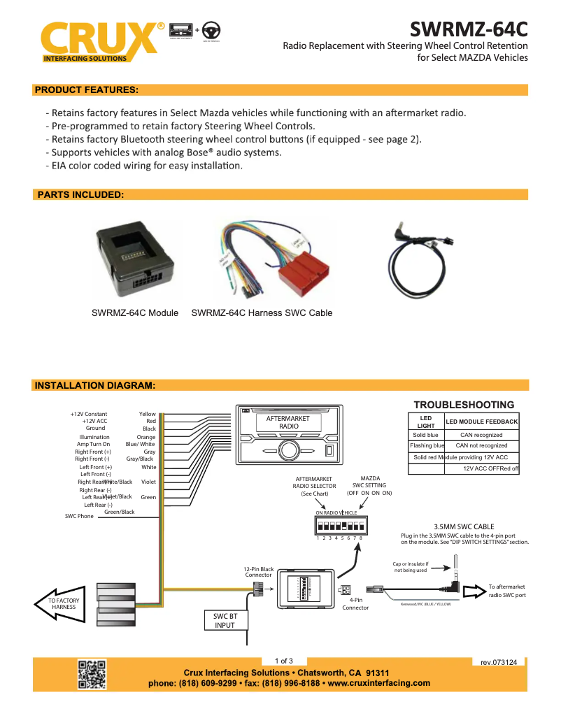 Page n°1 - Manuel utilisateur CRUX SWRMZ-64C