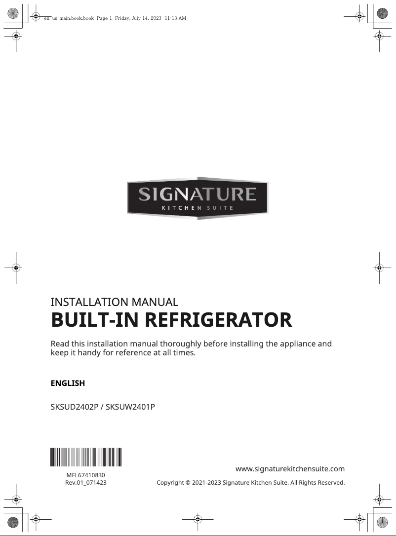 Page n°1 - Manuel utilisateur Signature SKSUD2402P
