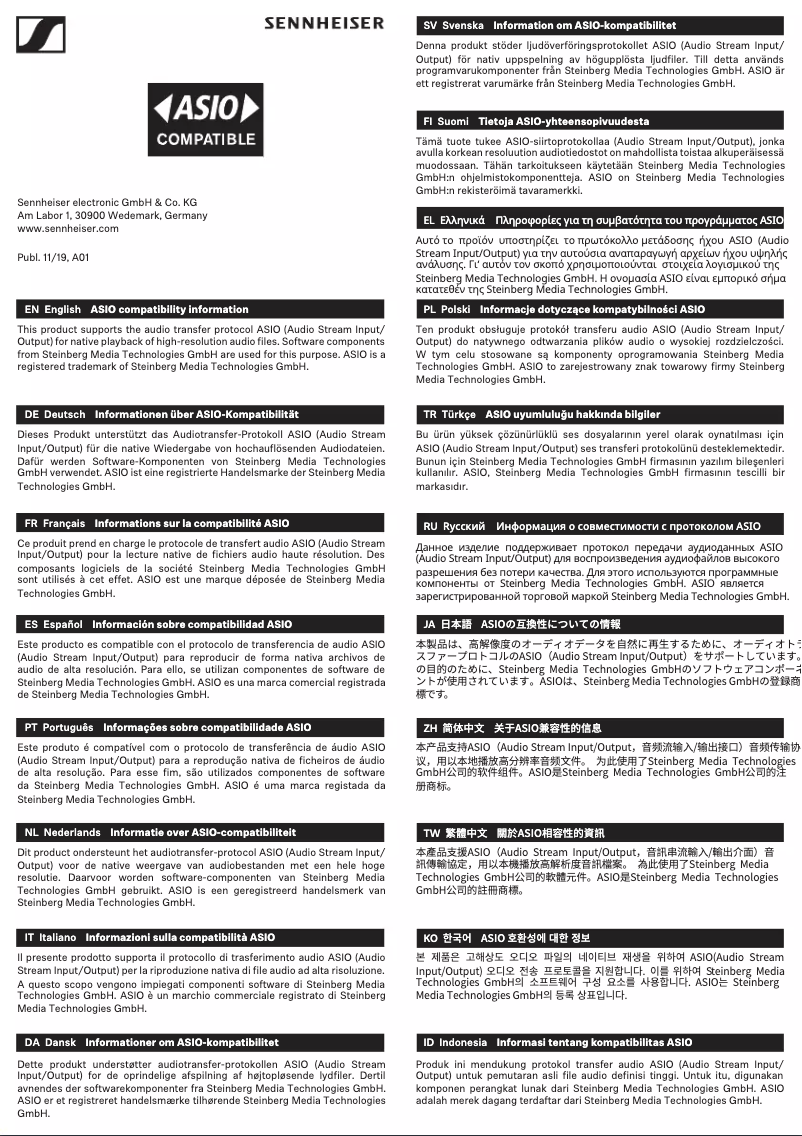 Page n°1 - Fiche technique Sennheiser HE 1