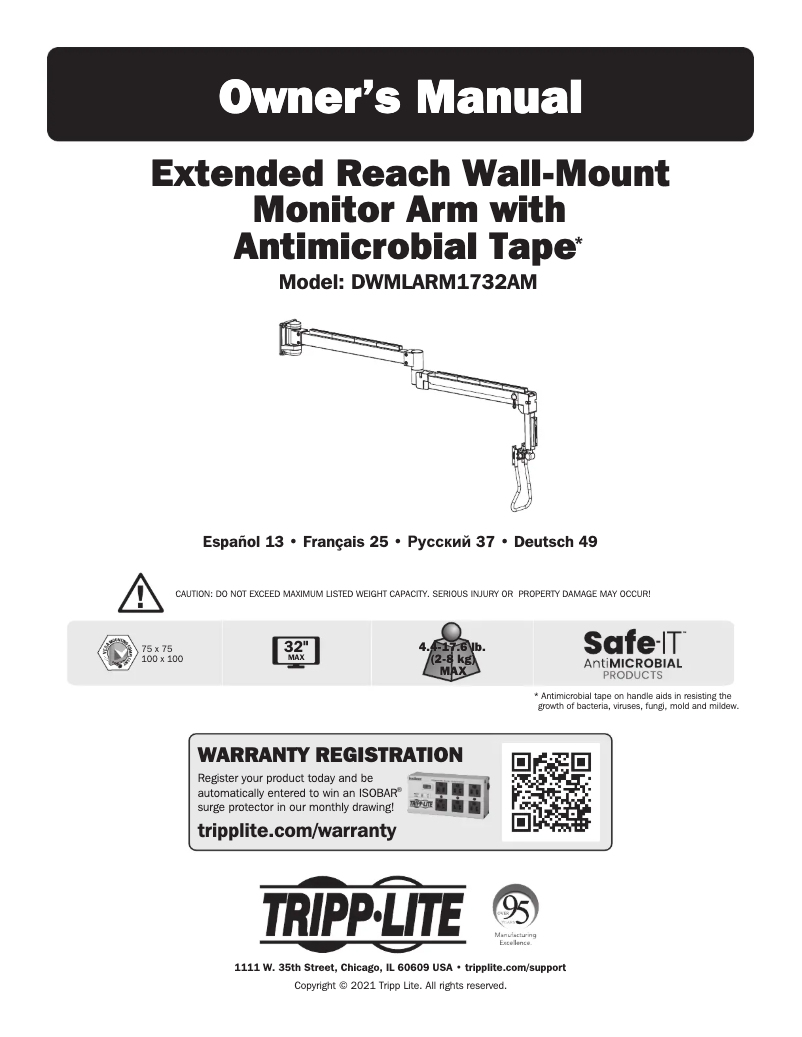 Page n°1 - Manuel utilisateur Tripp Lite DWMLARM1732AM