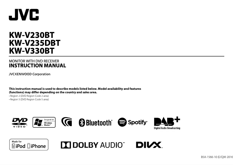 Page n°1 - Manuel utilisateur JVC KW-V330BT