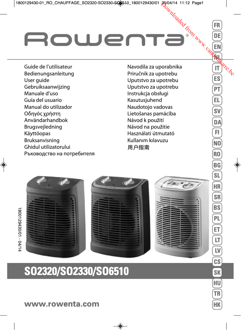 Page n°1 - Manuel utilisateur Rowenta Instant Comfort Compact SO2320