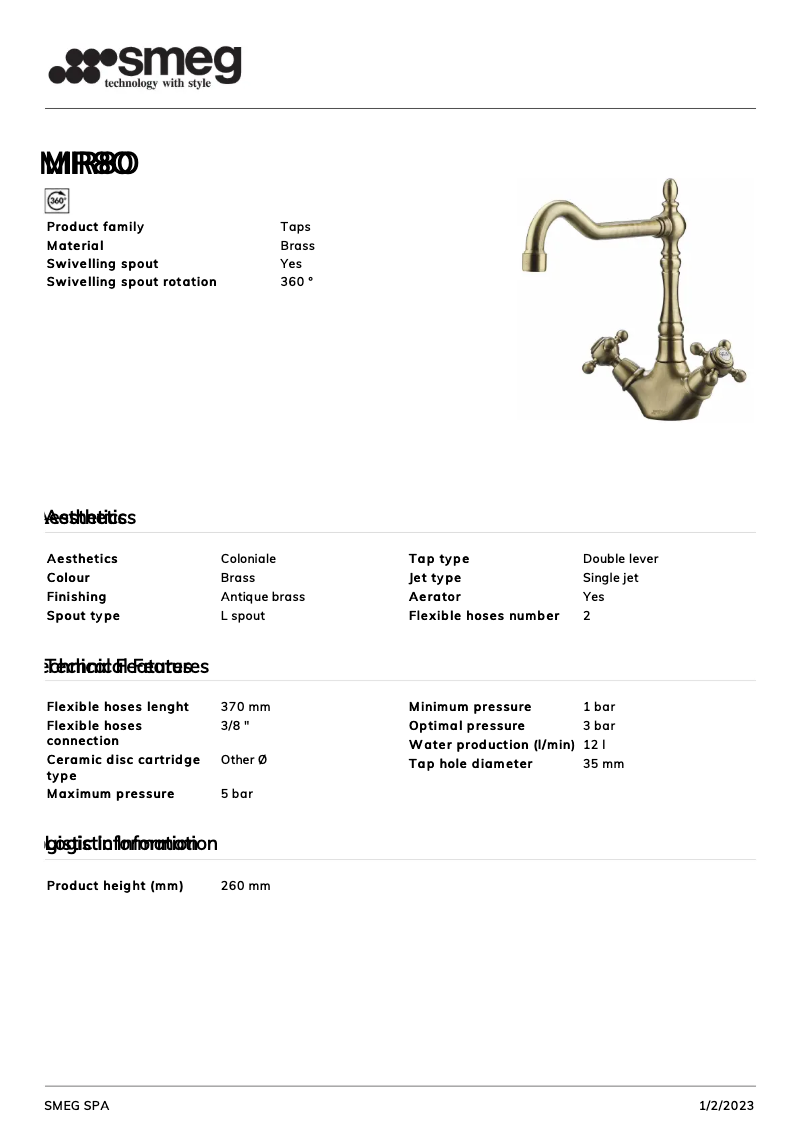 Page n°1 - Brochure Smeg MIR8O