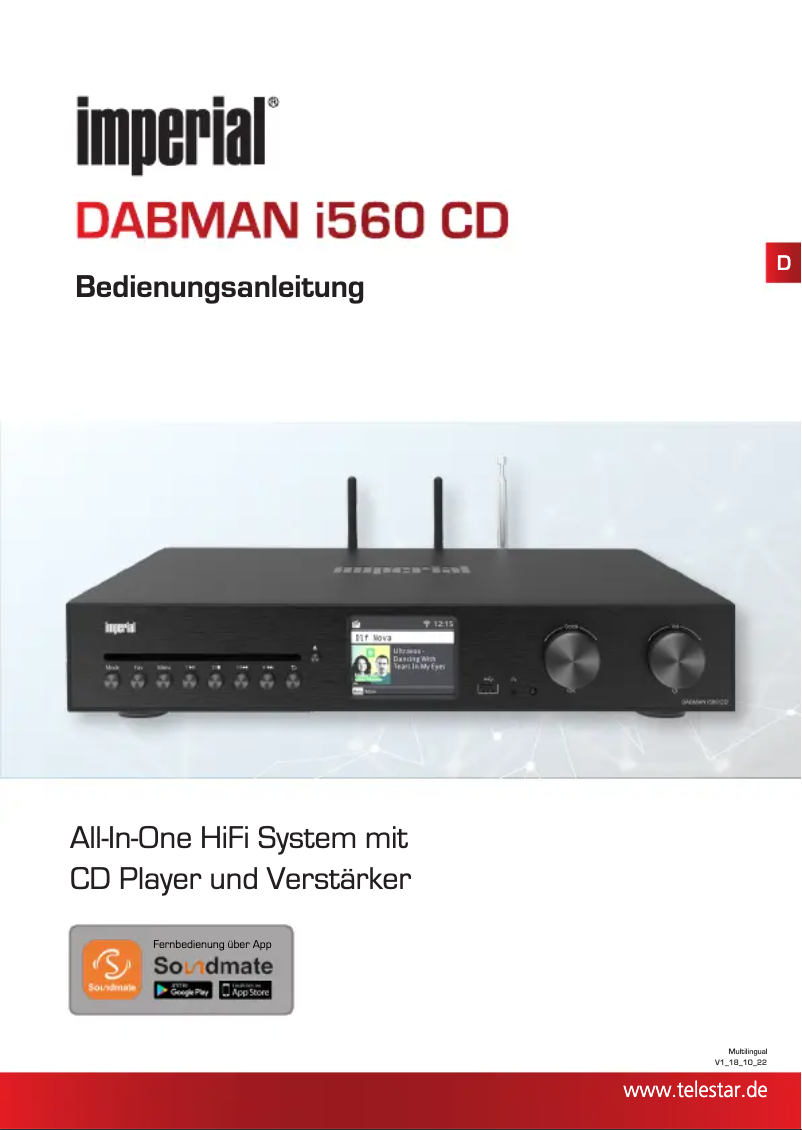 Page 1 de la notice Manuel utilisateur Imperial DABMAN i560 CD
