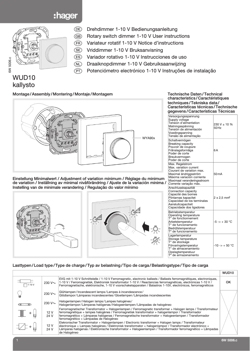 Image de la première page du manuel de l'appareil WUD10