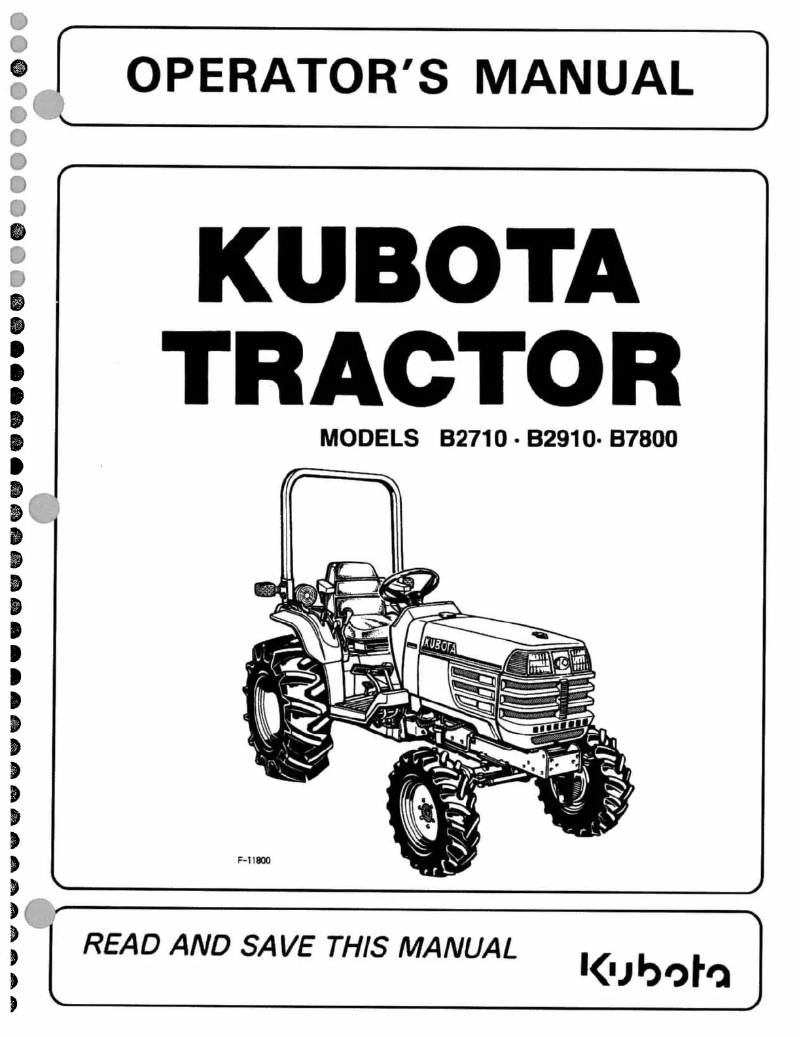 Page n°1 - Manuel utilisateur Kubota B7800
