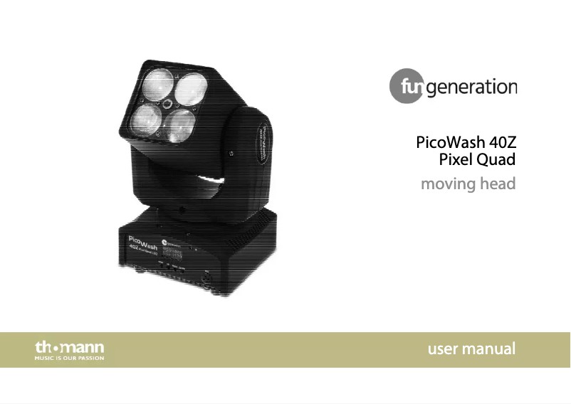 Page 1 de la notice Manuel utilisateur Fun Generation PicoWash 40Z Pixel