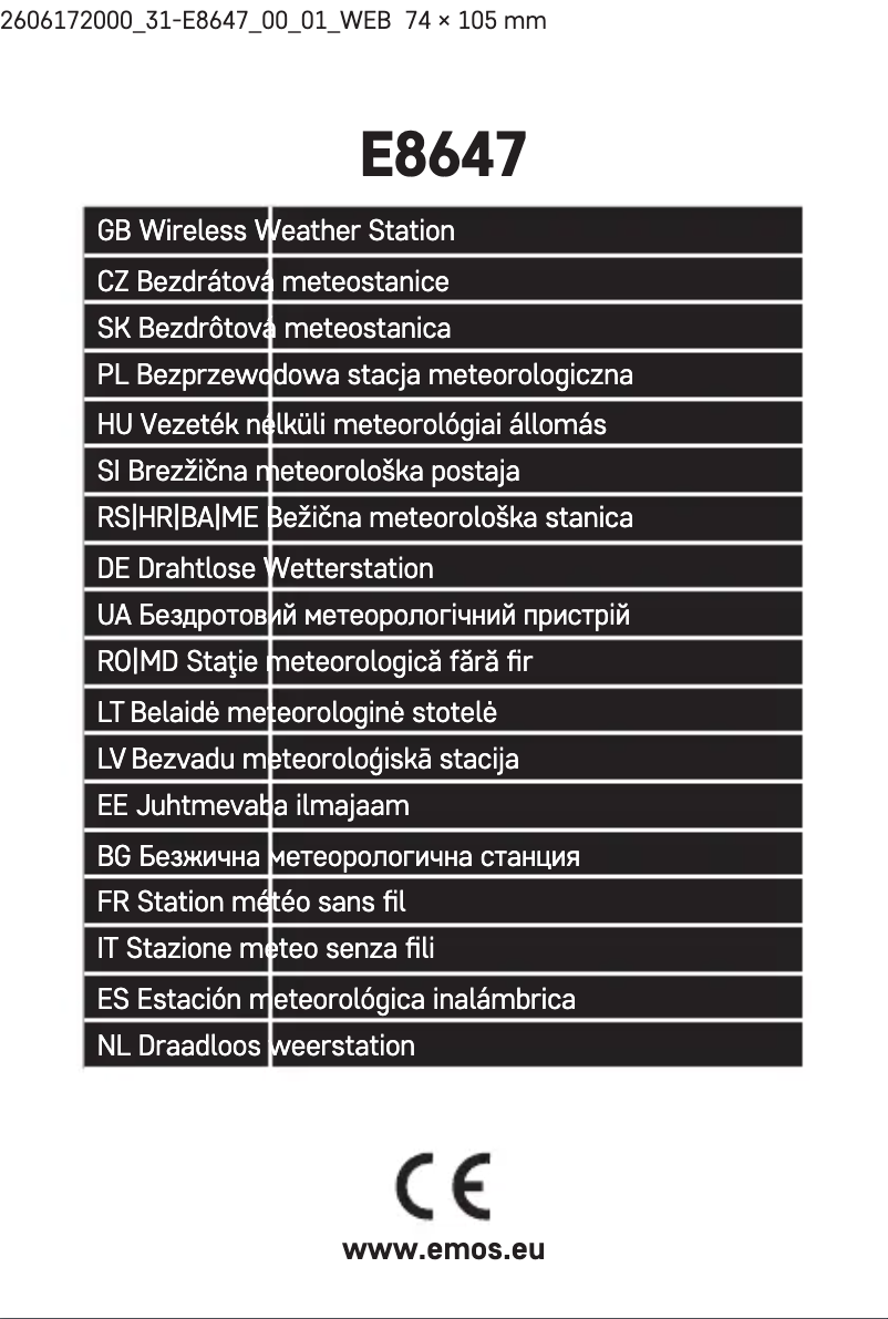 Page 1 de la notice Manuel utilisateur Emos E8647