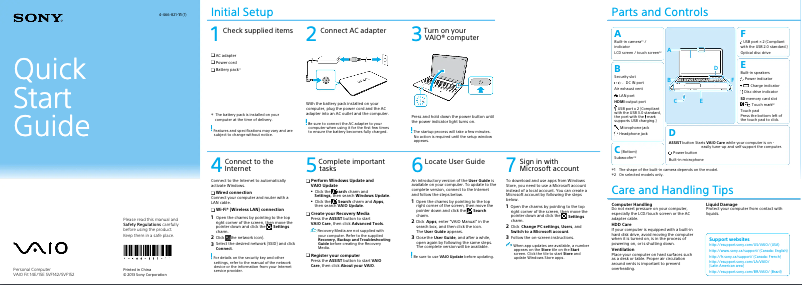 Image de la première page du manuel de l'appareil Vaio Fit 14 SVF14218CXP