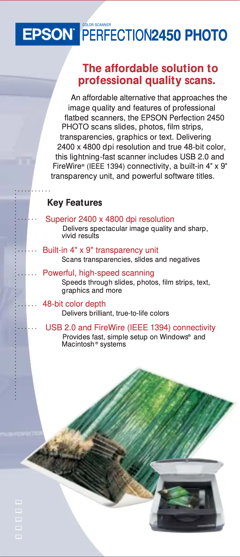 Image de la première page du manuel de l'appareil Perfection 2450 Photo