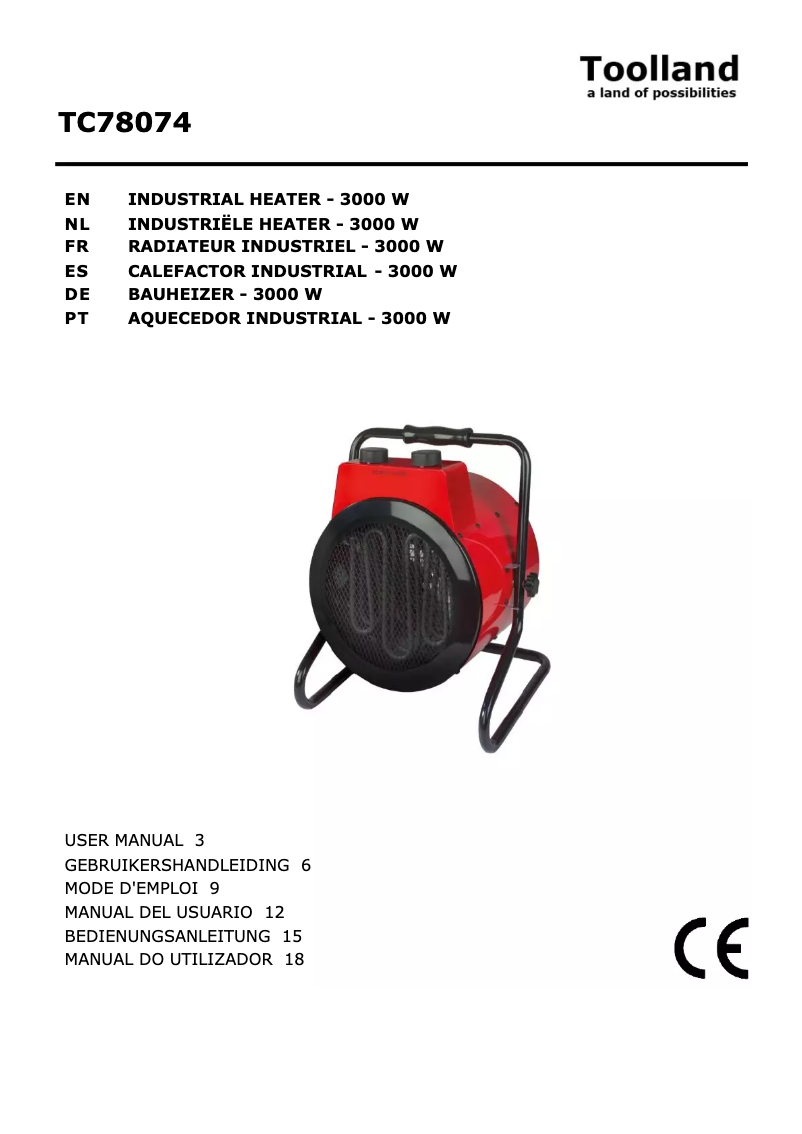 Página 1 del manual Manual de usuario Toolland TC78074