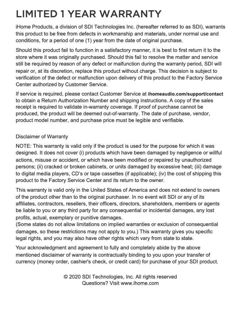 Page 1 de la notice Manuel utilisateur iHome REFLECT iCVBT3