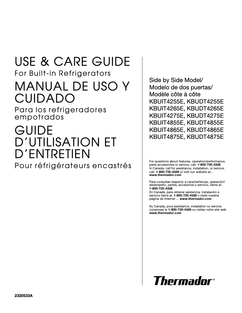 Page n°1 - Manuel utilisateur Thermador KBUDT4265E
