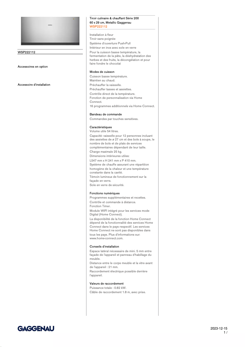 Image de la première page du manuel de l'appareil WSP222112