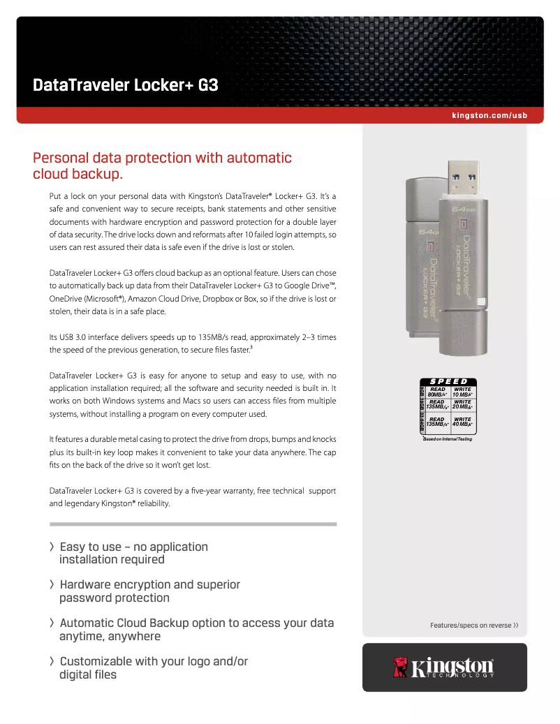 Página 1 del manual Manual de usuario Kingston DataTraveler Locker + G3