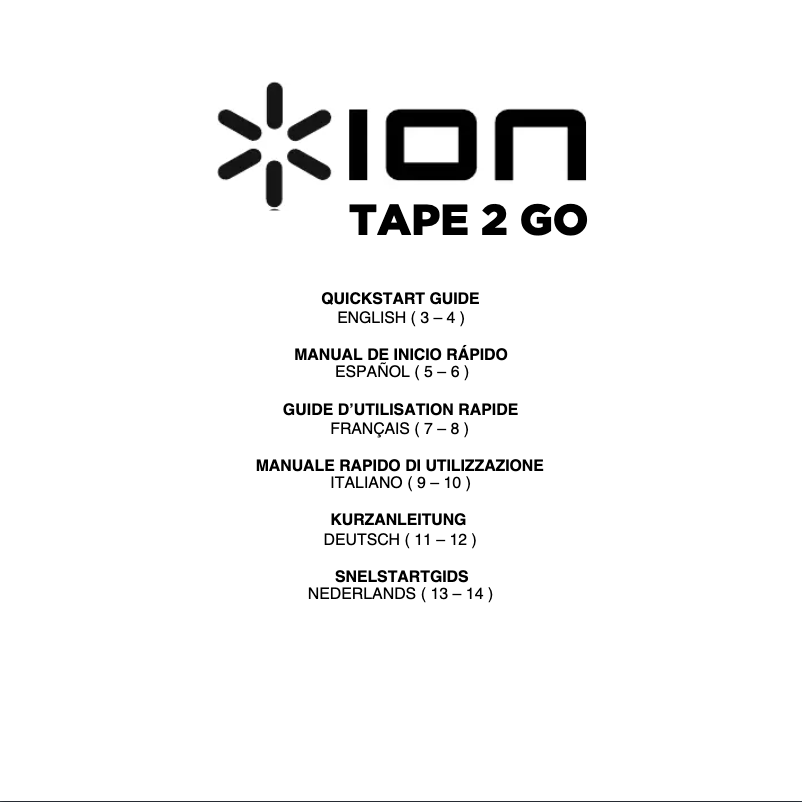 Image de la première page du manuel de l'appareil Tape 2 Go