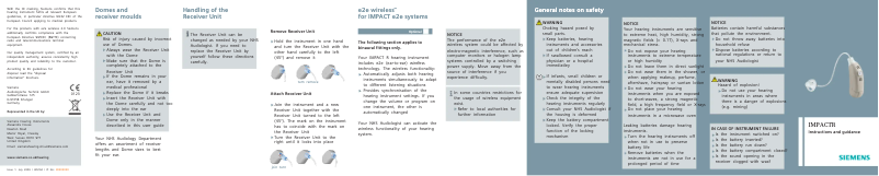 Page 1 de la notice Manuel utilisateur Siemens IMPACT R