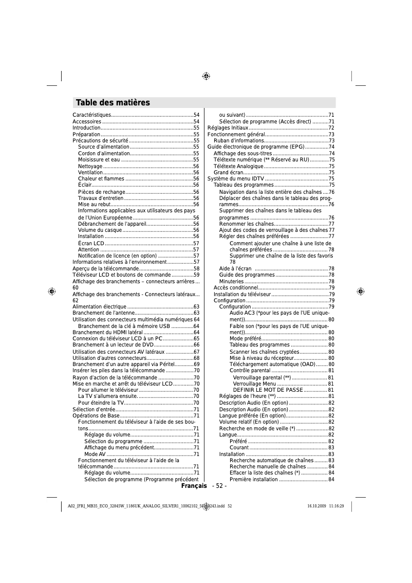 Page n°1 - Manuel utilisateur Finlux 32FLE845