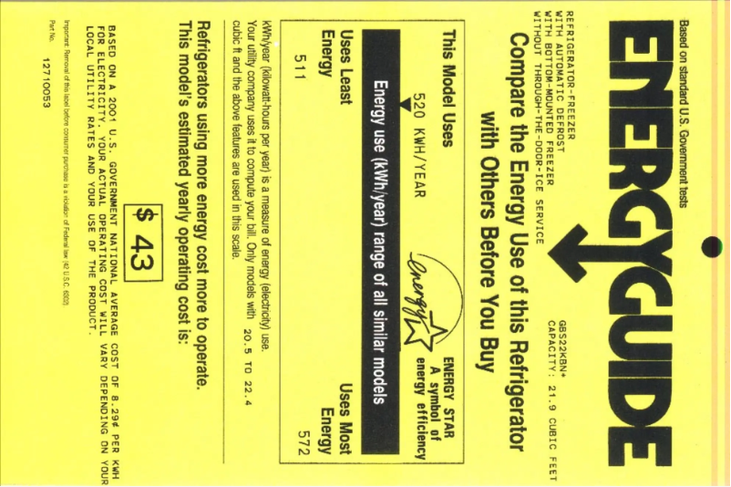 Imagen de la primera página del manual del dispositivo GBS22KBNWW