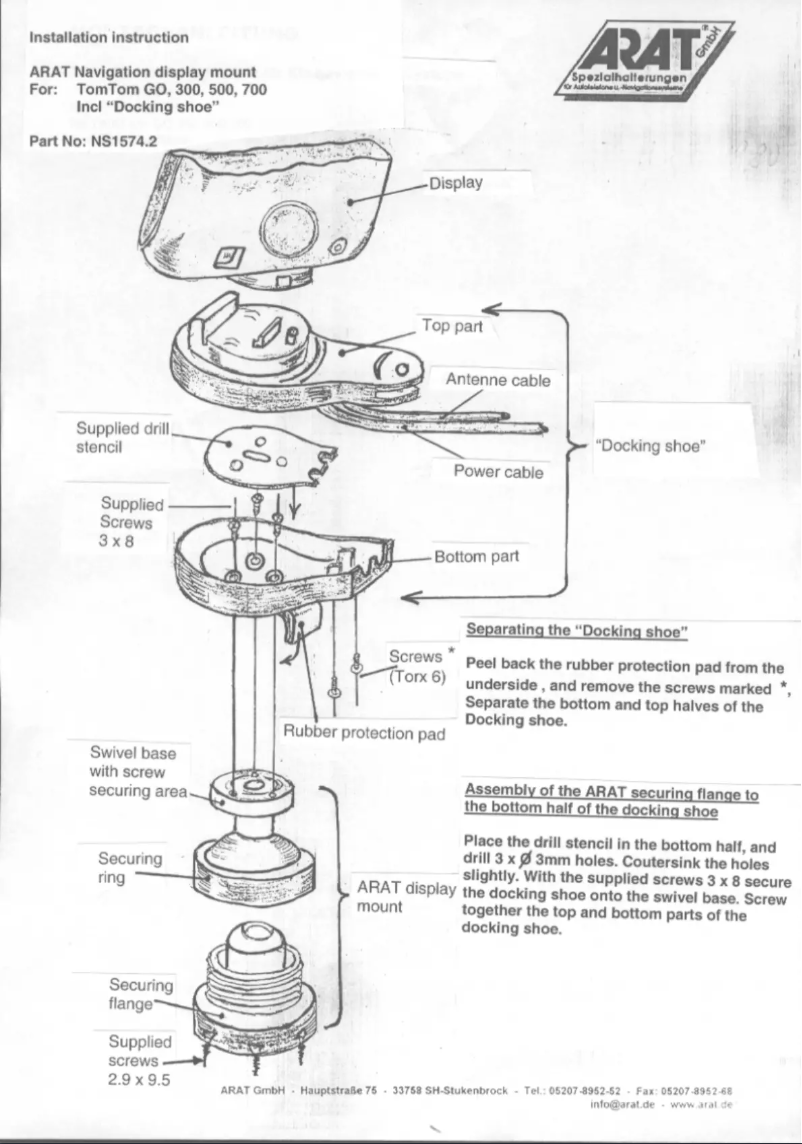 Page 1 de la notice Manuel utilisateur Arat NS1574.2