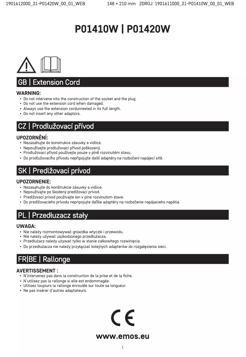 Page 1 de la notice Manuel utilisateur Emos P01420W