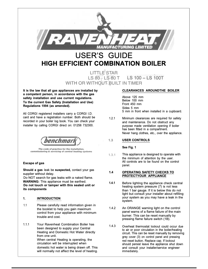 Page n°1 - Manuel utilisateur Ravenheat LS 80 T Little Star
