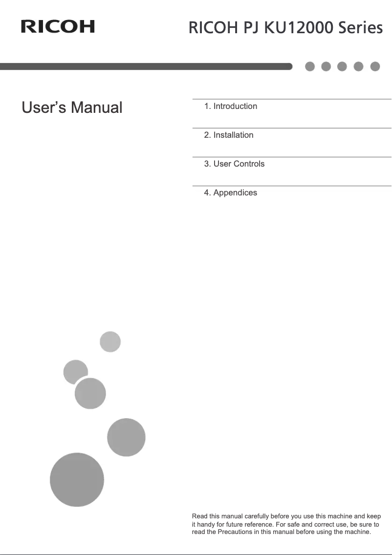 Page 1 de la notice Manuel utilisateur Ricoh PJ KU12000