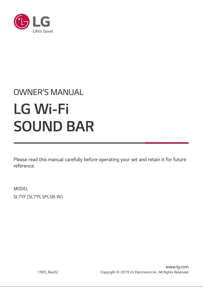 Page 1 de la notice Manuel utilisateur LG SL7YF