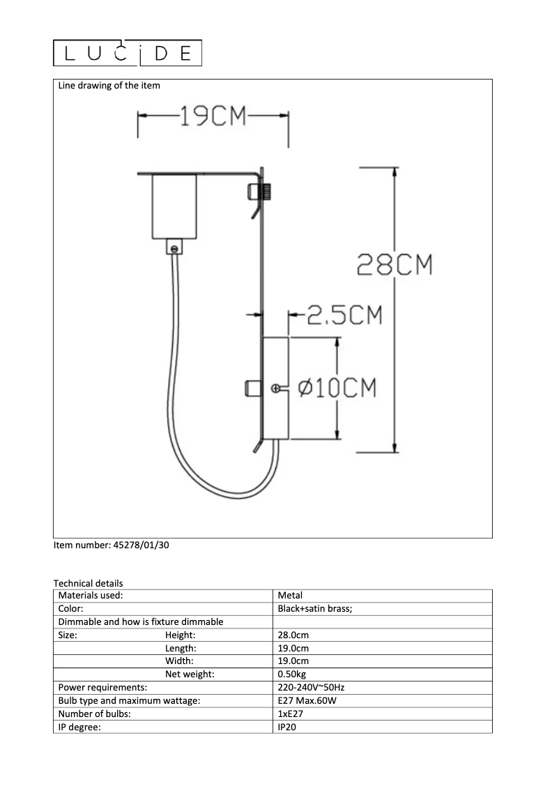 Page 1 de la notice Manuel utilisateur Lucide Malcolm 45278/01/30