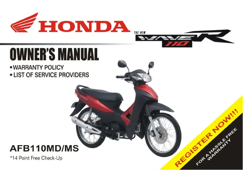 Page 1 de la notice Manuel utilisateur Honda Wave 110R (2019)
