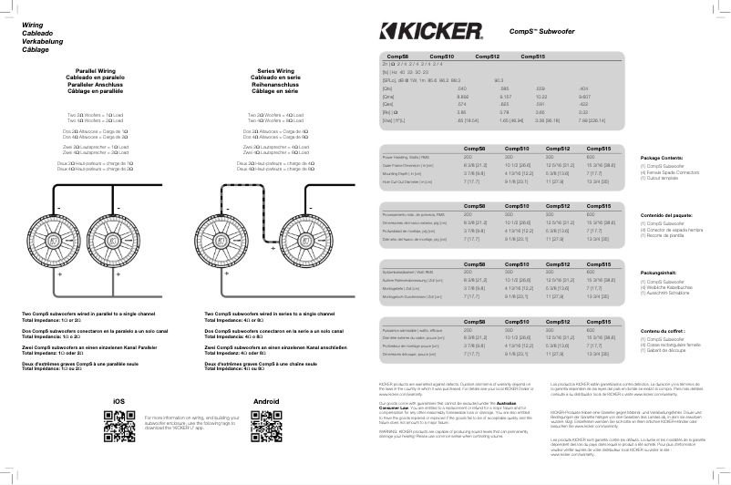 Page 1 de la notice Manuel utilisateur Kicker 40CWS102