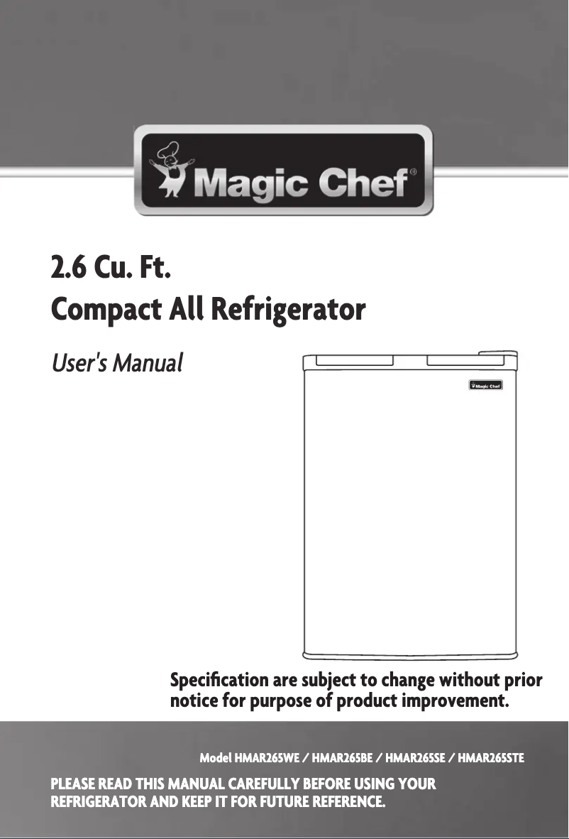 Page 1 de la notice Manuel utilisateur Magic Chef HMAR265SE
