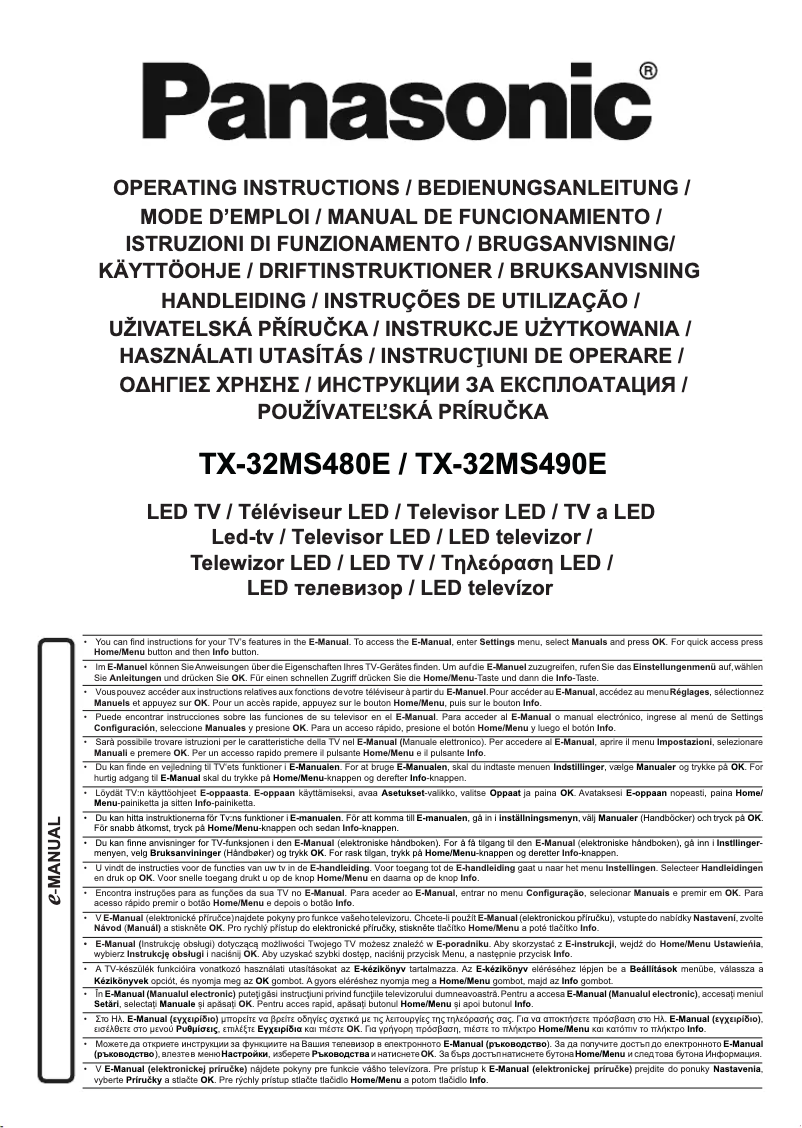 Page 1 de la notice Manuel utilisateur Panasonic TX-32MS480E