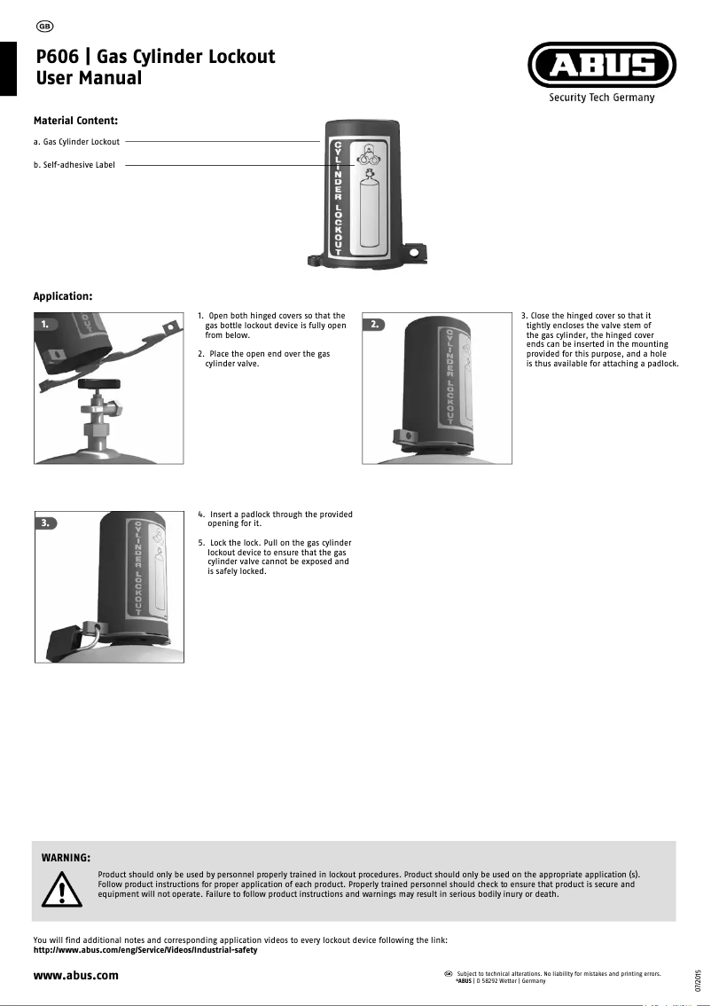 Page n°1 - Manuel utilisateur Abus P606