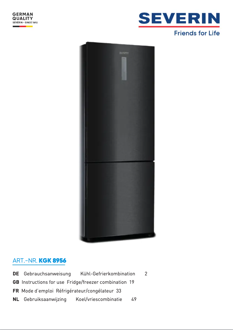 Page 1 de la notice Manuel utilisateur Severin KGK 8956