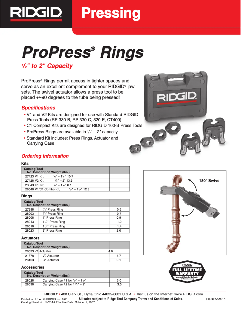 Page n°1 - Catalogue Ridgid ProPress V1