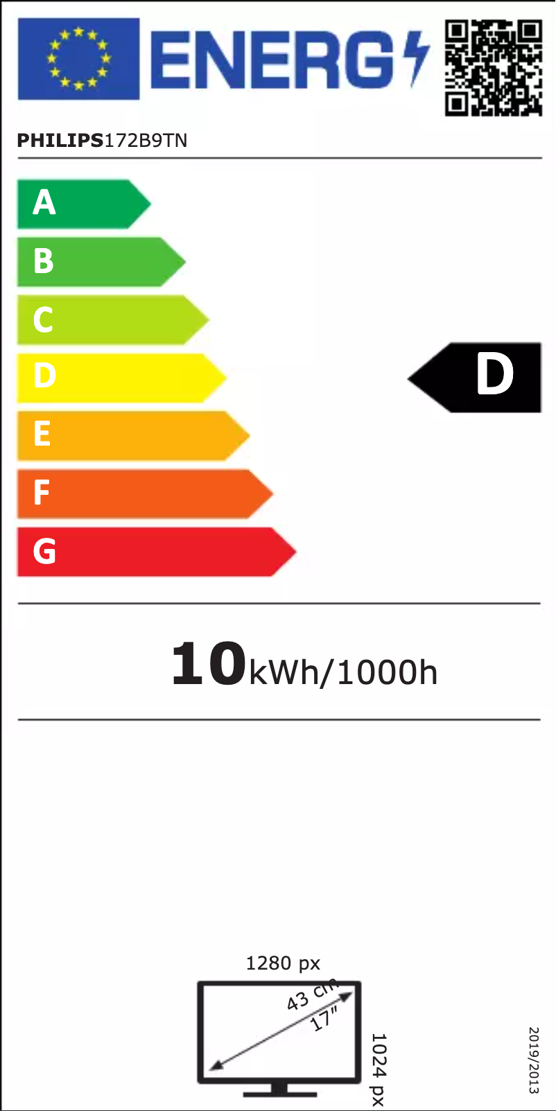 Page n°1 - Label énergétique Philips B Line 172B9TN