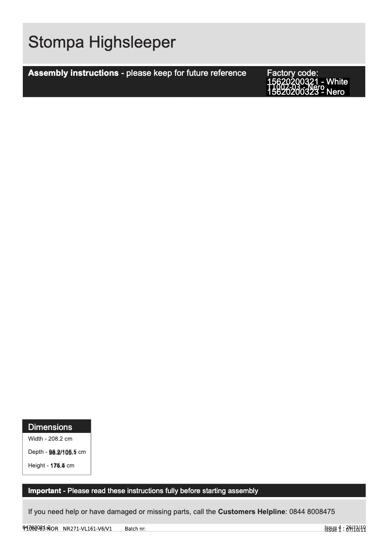 Page 1 de la notice Manuel utilisateur Stompa Uno nero