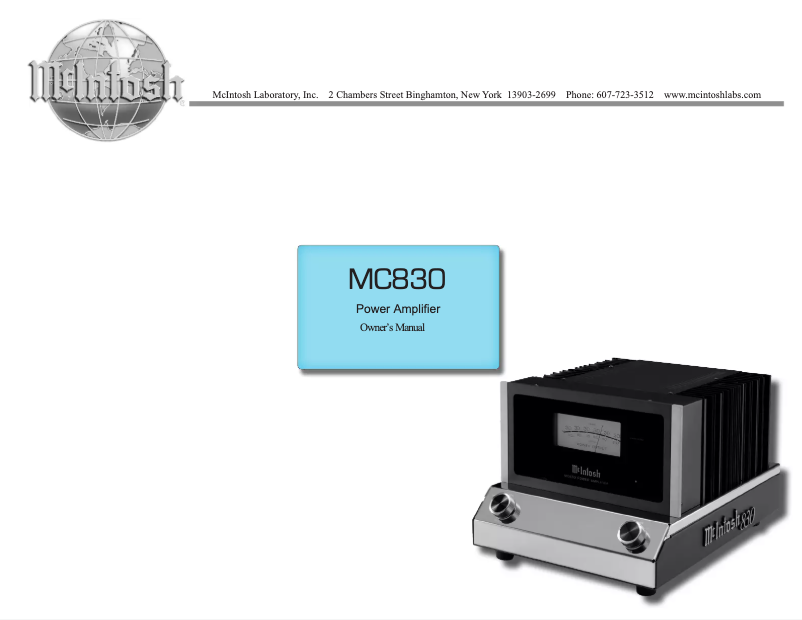 Page n°1 - Manuel utilisateur McIntosh MC830